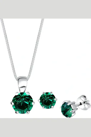 Elli Kristalle Solitär Kette Ohrstecker 925 Silber Schmuck-Set 1 ct Damen (59.99 € / 1 ct)