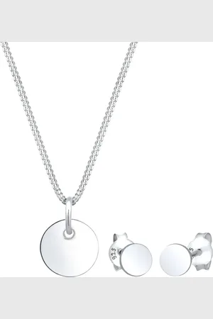 Elli Basic Set Kreis Halskette Ohrstecker 925 Silber Schmuck-Set 1 ct Damen (49.99 € / 1 ct)