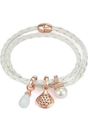 Lulu & Jane Armband Leder (synth.) Glas Perle (synth.) in Weiß Armbänder & Armreife 1 ct Damen (56.99 € / 1 ct)