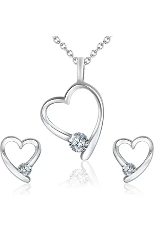 Lulu & Jane Schmuckset Herz Messing verziert mit Kristallen von Swarovski® in Silber Ketten 1 ct Damen (44.99 € / 1 ct)