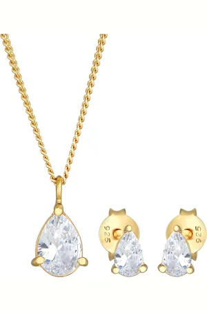 Elli Kette Ohrstecker Tropfen Zirkonia Set 925 Silber Schmuck-Set 1 ct Damen (59.99 € / 1 ct)