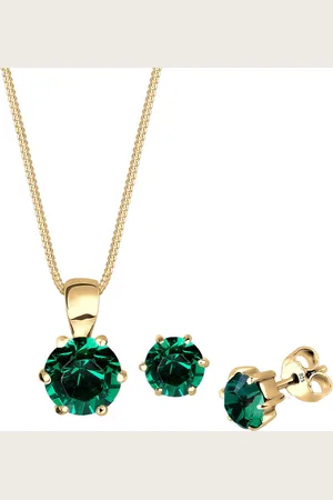 Elli Kristalle Solitär Kette Ohrstecker 925 Silber Schmuck-Set 1 ct Damen (59.99 € / 1 ct)