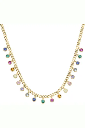 Giorgio Martello Collier Panzerkette mit verschiedenen Steinen, vergoldet, Silber 925 Ketten 1 ct Damen (268.99 € / 1 ct)