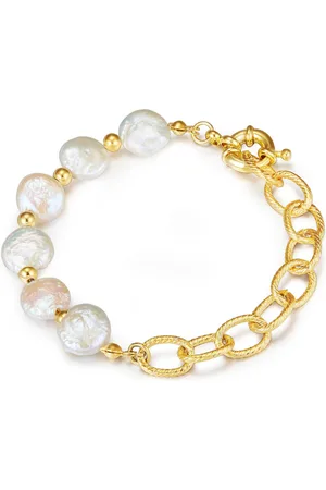 Lulu & Jane Perlen-Armband Metall-Legierung Süßwasser-Zuchtperle in Gelbgold Armbänder & Armreife 1 ct Damen (49.99 € / 1 ct)