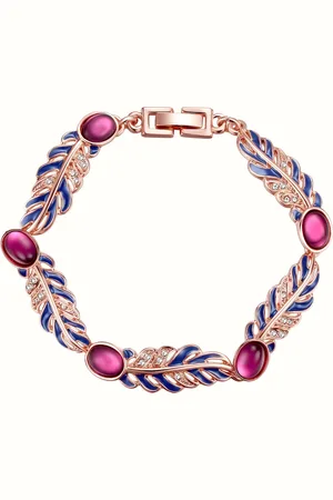 Lulu & Jane Armband Feder Metall-Legierung verziert mit Kristallen von Swarovski® in Roségold Armbänder & Armreife 1 ct Damen (54.99 € / 1 ct)