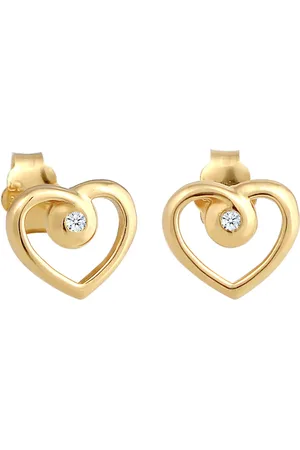 Elli DIAMONDS Herz Liebe Diamant (0.03 ct.) 585 Gelbgold Ohrringe 1 ct Damen (279.99 € / 1 ct)