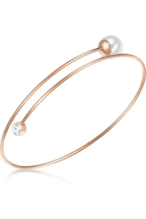 Lulu & Jane Perlen-Armband Messing Glaskristall Muschelkernperle in Silber Armbänder & Armreife 1 ct Damen (36.99 € / 1 ct)