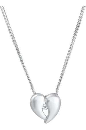 Elli DIAMONDS Herz Liebe Filigran Diamant (0.03 ct.) 925 Silber Ketten 1 ct Damen (109.99 € / 1 ct)