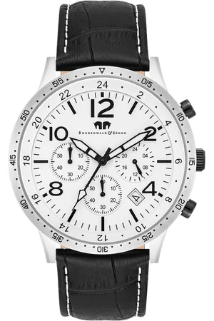 Rhodenwald & Söhne Chronograph Flight Captain in Silber Echtleder in Schwarz Herrenuhren 1 ct Herren (253.29 € / 1 ct)