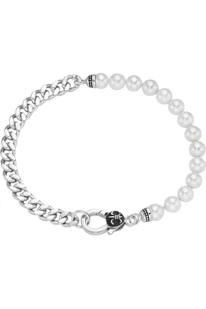Giorgio Martello Armband Panzerkette, schwarzer Achat oder Perle, Silber 925 Armbänder & Armreife 1 ct Herren (138.99 € / 1 ct)