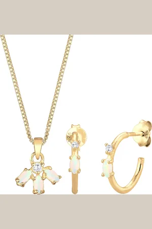 Elli Box Chain Kette Creolen Opal Zirkonia 925 Silber Schmuck-Set 1 ct Damen (89.99 € / 1 ct)