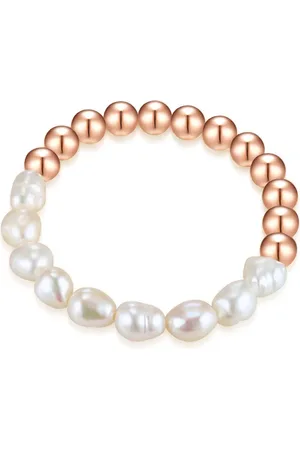 Lulu & Jane Perlen-Armband Messing Süßwasser-Zuchtperle in Roségold Armbänder & Armreife 1 ct Damen (17.99 € / 1 ct)