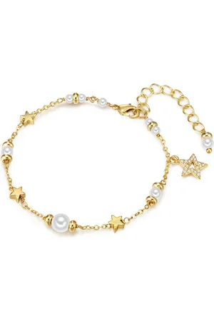 Lulu & Jane Perlen-Armband Stern Metall-Legierung Muschelkernperle in Gelbgold Armbänder & Armreife 1 ct Damen (39.99 € / 1 ct)