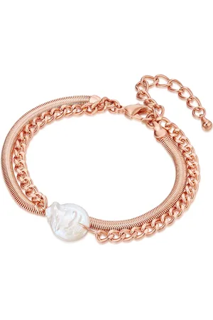 Lulu & Jane Perlen-Armband Messing Süßwasser-Zuchtperle in Roségold Armbänder & Armreife 1 ct Damen (36.99 € / 1 ct)