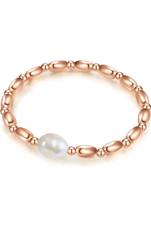 Lulu & Jane Perlen-Armband Messing Süßwasser-Zuchtperle in Roségold Armbänder & Armreife 1 ct Damen (17.99 € / 1 ct)