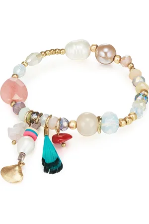 Lulu & Jane Armband Metall-Legierung Crystal Süßwasser-Zuchtperle in Gelbgold Armbänder & Armreife 1 ct Damen (29.99 € / 1 ct)