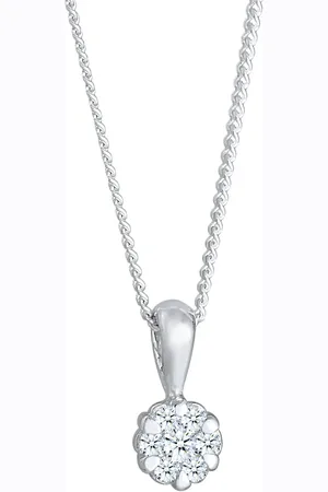Elli DIAMONDS Blume Brilliant Diamant (0.12 ct.) 925 Silber Ketten 1 ct Damen (299.99 € / 1 ct)