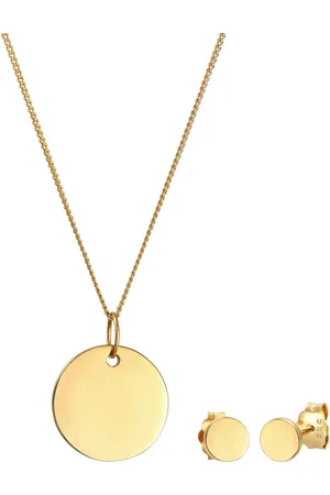 Elli Kreis Geo Halskette Ohrstecker Basic 585 Gelbgold Schmuck-Set 1 ct Damen (599.99 € / 1 ct)