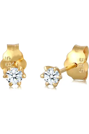 Elli DIAMONDS Elegant Klassisch Diamant (0.12 ct.) 585 Gelbgold Ohrringe 1 ct Damen (449.99 € / 1 ct)