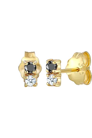 Elli DIAMONDS Bi-Color Schwarz Weiß Diamant (0.12 ct) 375er Gold Ohrringe 1 ct Damen (183.99 € / 1 ct)