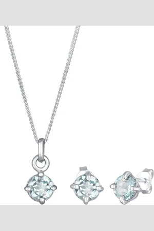 Elli Schmuckset Topas Ohrstecker Solitär Kette 925 Silber Schmuck-Set 1 ct Damen (69.99 € / 1 ct)