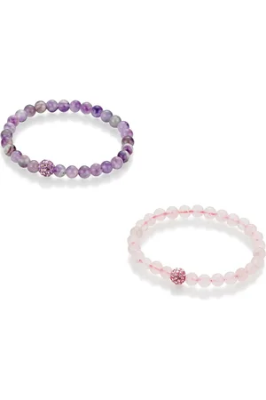 Smart Jewel Armband Rosenquarz und Amethystkugeln, Kristallsteine Armbänder & Armreife 1 ct Damen (28.99 € / 1 ct)