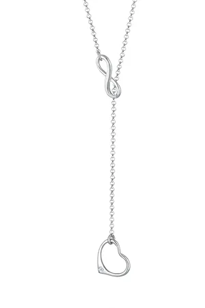 Elli DIAMONDS Y-Kette Herz Infinity Diamant (0.015ct) 925 Sterling Silber Ketten 1 ct Damen (119.99 € / 1 ct)