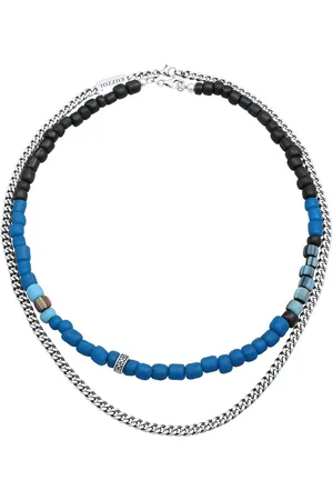Kuzzoi Panzerkette Glas Beads Set 925 Silber Herrenschmuck 1 ct Herren (110.49 € / 1 ct)