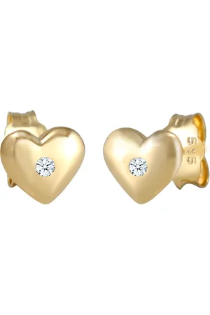 Elli DIAMONDS Kinder Herz Diamant (0.03 ct.) 585 Gelbgold Ohrringe 1 ct Damen (329.99 € / 1 ct)