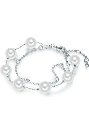 Lulu & Jane Armband Messing Muschelkernperle in Silber Armbänder & Armreife 1 ct Damen (39.99 € / 1 ct)