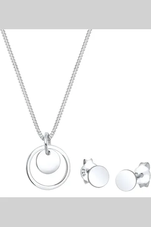 Elli Rund Plättchen Kette Ohrstecker 925 Silber Schmuck-Set 1 ct Damen (50.99 € / 1 ct)