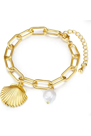 Lulu & Jane Perlen-Armband Muschel Metall-Legierung Muschelkernperle in Gelbgold Armbänder & Armreife 1 ct Damen (34.99 € / 1 ct)
