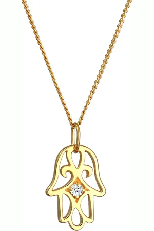 Elli DIAMONDS Hand der Fatima Diamant (0.03 ct.) 585 Gelbgold Ketten 1 ct Damen (379.99 € / 1 ct)