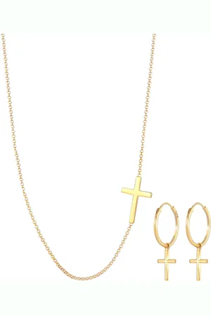 Elli Kette Ohrringe Kreuz Religion Glaube 925 Silber Schmuck-Set 1 ct Damen (89.99 € / 1 ct)