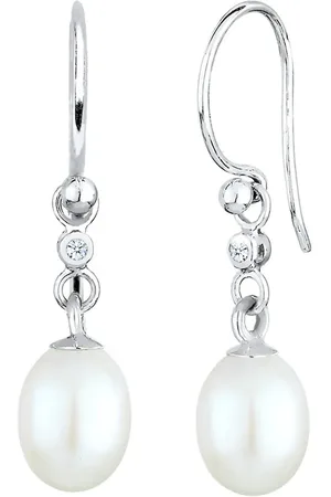 Elli DIAMONDS Süßwasserzuchtperle Diamant (0.03 ct.) 925 Silber Ohrringe 1 ct Damen (99.99 € / 1 ct)