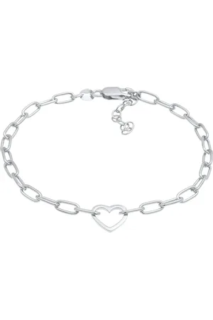 Elli Herz Gliederkette Oval Trend 925 Silber Armbänder & Armreife 1 ct Damen (49.99 € / 1 ct)