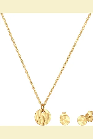 Elli Rund Kreis Gehämmert Halskette Stecker 925 Silber Schmuck-Set 1 ct Damen (59.99 € / 1 ct)