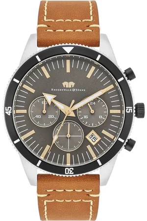 Rhodenwald & Söhne Chronograph Classic aus Echtleder in Silber Herrenuhren 1 ct Herren (248.99 € / 1 ct)