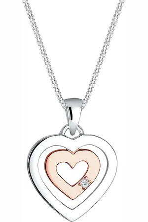 Elli DIAMONDS Herz Bi-Color Diamant (0.015 ct.) 925 Silber Ketten 1 ct Damen (89.99 € / 1 ct)