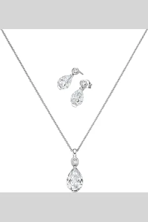 Giorgio Martello Kette 2-teiliges Set mit Anhänger und Ohrst. in Tropfenform, Si. 925 Ketten 1 ct Damen (128.99 € / 1 ct)