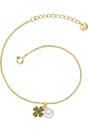 Glanzstücke Armband Kleeblatt aus Sterling Silber in Gelbgold mit Zirkonia und Süßwasser-Zuchtperle Armbänder & Armreife 1 ct Damen (36.99 € / 1 ct)