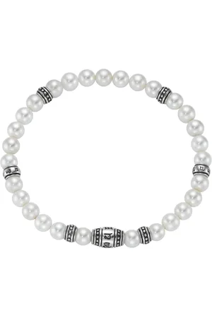Giorgio Martello Armband mit grünem Tigerauge oder Muschelkern-Perlen, Silber 925 Armbänder & Armreife 1 ct Herren (88.99 € / 1 ct)