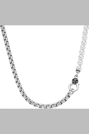 Giorgio Martello Collier Panzerkette, schwarzer Achat oder Perle, Silber 925 Ketten 1 ct Damen (298.99 € / 1 ct)