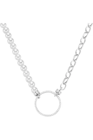 Giorgio Martello Collier mit weißen Muschelkern-Perlen und Zirkonia, 925 Ketten 1 ct Damen (138.99 € / 1 ct)
