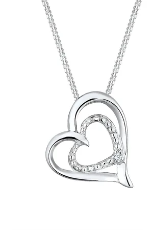 Elli DIAMONDS Herz Liebes Diamant (0.015 ct.) 925 Silber Ketten 1 ct Damen (89.99 € / 1 ct)