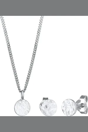 Elli Schmuckset Schmuckset Kette und Ohrringe Plättchen 925 Silber Schmuck-Set 1 ct Damen (59.99 € / 1 ct)