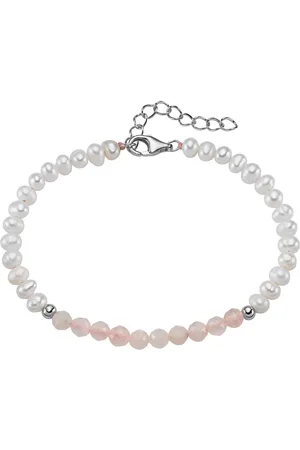 Smart Jewel Armband mit Süßwasser-Perlen und Rosenquarz, Silber 925 Armbänder & Armreife 1 ct (44.99 € / 1 ct)