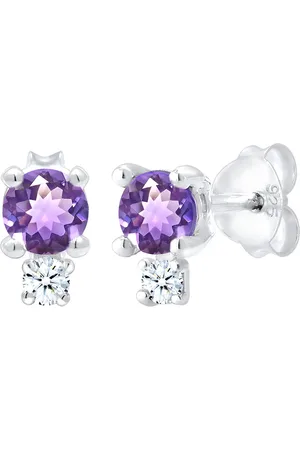 Elli DIAMONDS Amethyst Edelstein Diamant (0.06 ct.) 925er Silber Ohrringe 1 ct Damen (149.99 € / 1 ct)