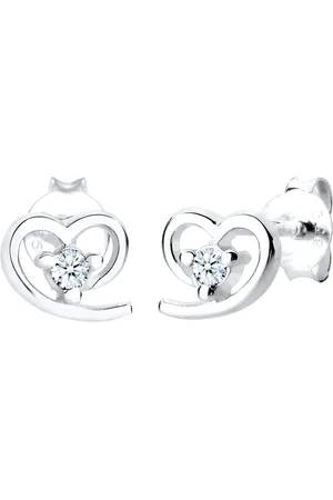 Elli DIAMONDS Herz Freundschaft Diamant 0.06 ct. 925 Silber Ohrringe 1 ct Damen (159.99 € / 1 ct)