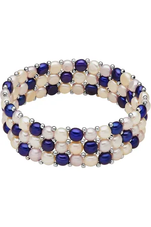 Lulu & Jane Perlen-Armband Messing Süßwasser-Zuchtperle in Silber Armbänder & Armreife 1 ct Damen (47.99 € / 1 ct)